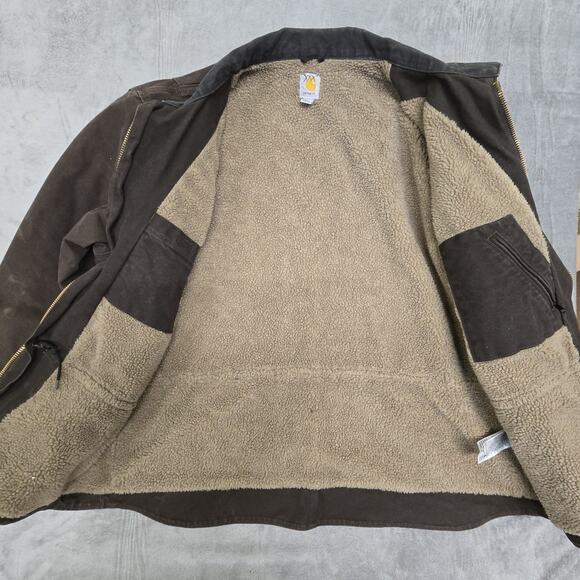Carhartt Dark Brown C61 Sandstone Ridge Jacket Size 2XL Sherpa Lined Workwear - Picture 13 of 14